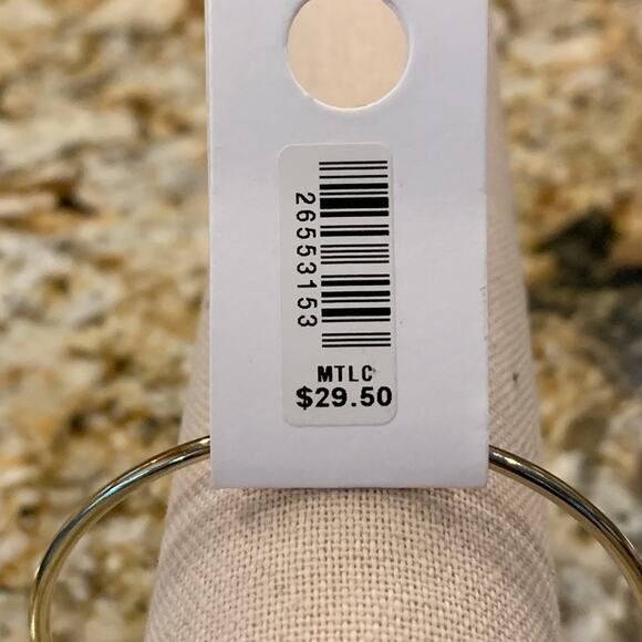 NWT LOFT Gold Tone Pave Rhinestone Initial Charm Bangle Bracelet - LETTER J - Picture 7 of 10